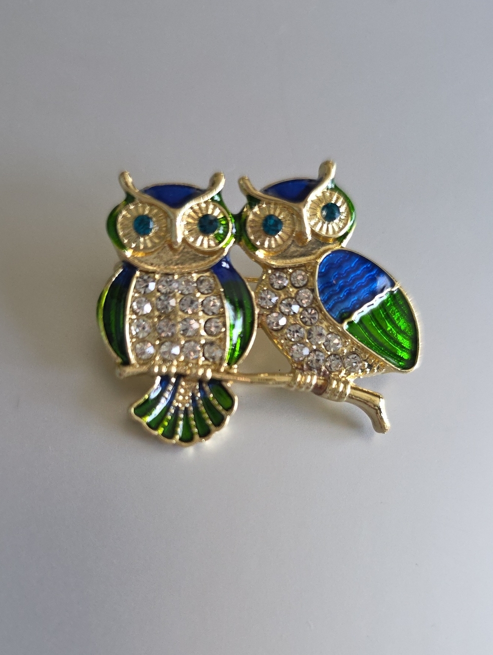 Colorful Owl Duo Brooch Pin